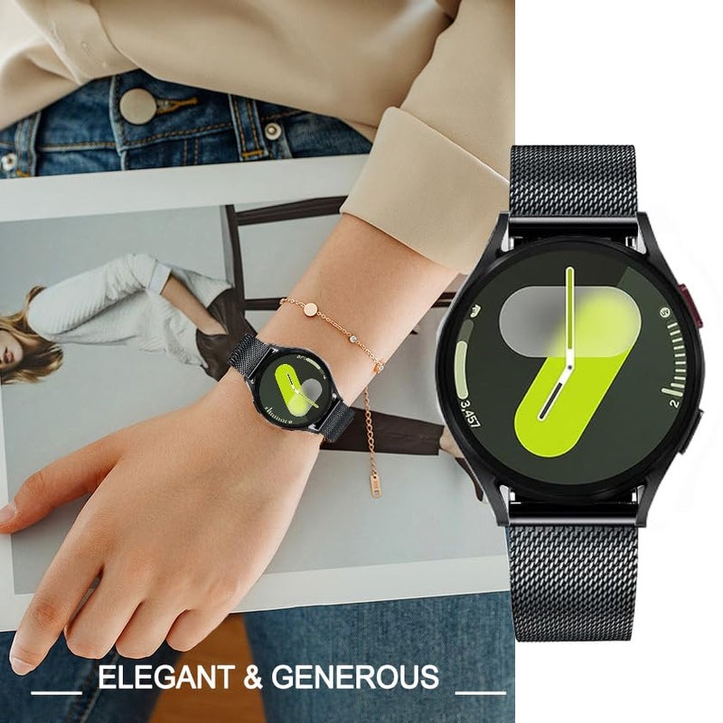 DEALELE Bands Compatible with Samsung Galaxy Watch 7 / FE / 6/6 Classic / 5/5 Pro / 4/4 Classic / 3 41mm, 20mm Stainless Steel Metal Mesh Replacement Strap for Huawei Watch GT3 42mm (Black) - Image 5